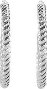 14K White Gold Rope 17 mm Hoop Earrings