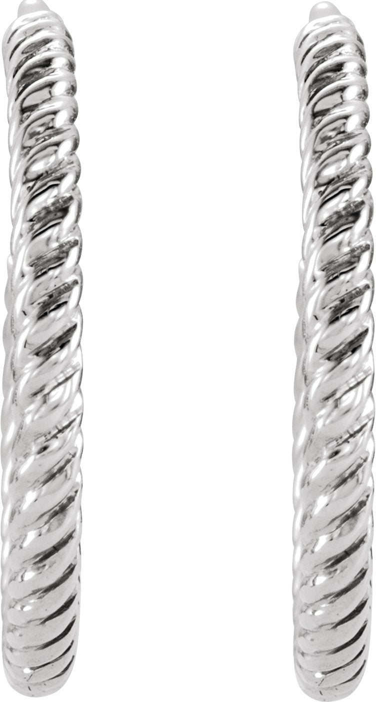 14K White Gold Rope 17 mm Hoop Earrings
