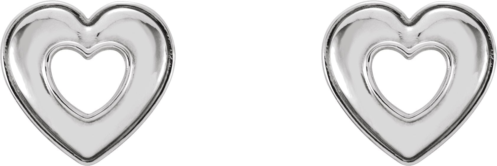 14K White Gold Heart Earrings