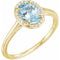 Bague en or jaune 14 carats avec aigue-marine naturelle de 8 x 6 mm et diamants naturels (0,04 carat au total).