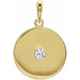 Pendentif disque en or jaune 14 carats serti de diamants naturels (0,10 carat au total)