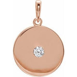 Pendentif disque en or rose 14 carats serti de diamants naturels (0,10 carat au total)