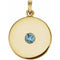 Pendentif disque en aigue-marine naturelle jaune 14 carats