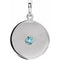 Pendentif disque en platine et zircon bleu naturel.
