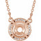 Collier semi-serti de 40 cm (16 pouces) en or rose 14 carats, diamants naturels ronds de 10 mm et de 0,07 carat au total, sertis de diamants roses de 14 mm.