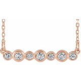 Collier en or rose 14 carats serti clos de diamants naturels (0,25 carat au total), 40-45 cm (16-18 pouces).