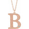 Collier en or rose 14 carats avec initiale B en zircon bleu imitation gravable, 45,7 cm (18 pouces).