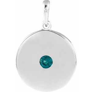 Pendentif disque en alexandrite de synthèse platine