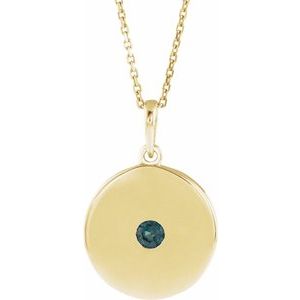 Collier avec disque d'alexandrite naturelle jaune 14 carats, 40-45 cm