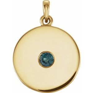Pendentif disque en alexandrite naturelle jaune 14 carats