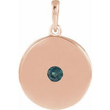 Pendentif disque d'alexandrite naturelle rose 14 carats