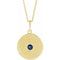 Collier en or jaune 14 carats avec disque de saphir bleu naturel, 40-45 cm