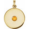 Pendentif disque en citrine naturelle jaune 14 carats