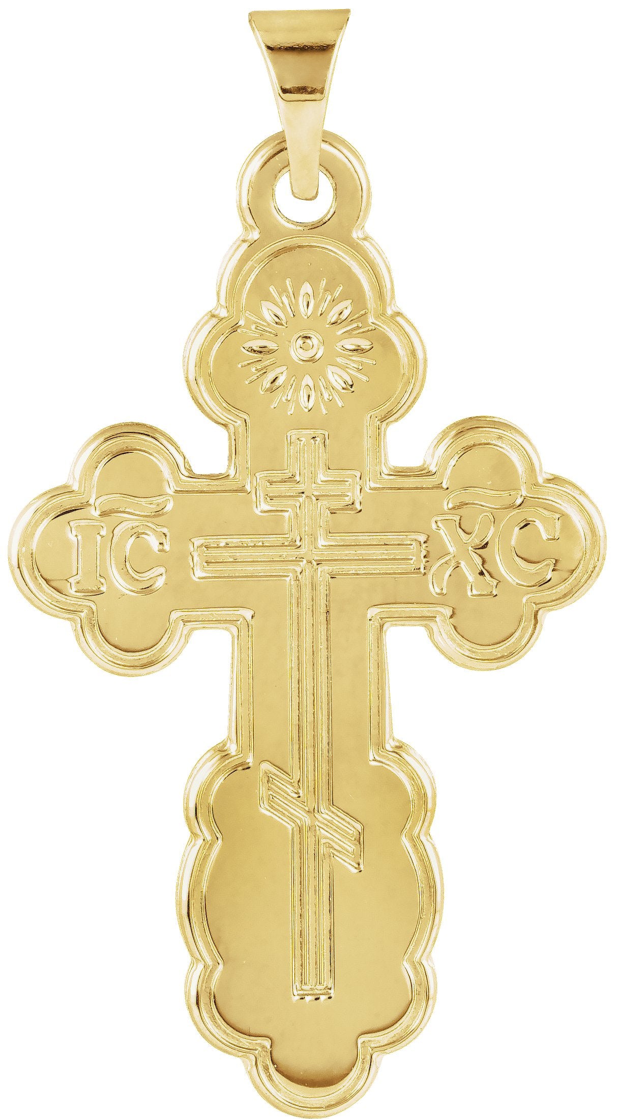 14K Yellow Gold St. Olga Orthodox Cross Pendant