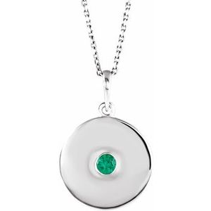 Collier avec disque d'émeraude naturelle blanche 14 carats, 40-45 cm