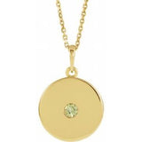 Collier avec pendentif en péridot naturel jaune 14 carats (disque) de 40 à 45 cm (16 à 18 pouces).