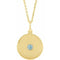 Collier en or jaune 14 carats avec disque en zircon bleu naturel, 40-45 cm (16-18 pouces).