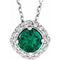 Collier en argent sterling, émeraude de laboratoire et diamants naturels (0,08 carat au total), 45,7 cm (18 pouces).