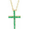 Collier croix fine en or jaune 14 carats et émeraude naturelle, 40 cm (16 pouces).
