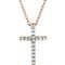 Collier croix fine en or rose 14 carats et aigue-marine naturelle, 40 cm (16 pouces).
