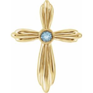 Pendentif croix en aigue-marine naturelle jaune 14 carats