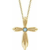 Collier croix en aigue-marine naturelle jaune 14 carats, 40-45 cm