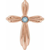 Pendentif croix en aigue-marine rose naturelle 14 carats