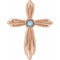 Pendentif croix en aigue-marine rose naturelle 14 carats