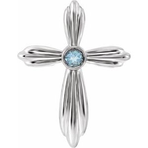 Pendentif croix en aigue-marine naturelle blanche 14 carats