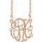 Collier monogramme 3 initiales en or rose 14 carats, diamants naturels de 0,02 carat, 30 mm, 45,7 cm (18 pouces).