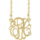 Collier monogramme 3 initiales en diamants naturels jaunes 10K (0,02 ct), 30 mm, 45,7 cm (18 pouces).