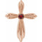 Pendentif croix en or rose 14 carats et grenat naturel du Mozambique