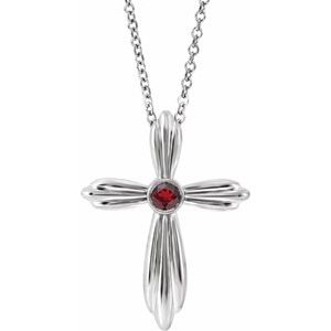 Collier croix en argent sterling et grenat naturel du Mozambique, 40-45 cm
