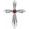 Pendentif croix en platine et grenat naturel du Mozambique