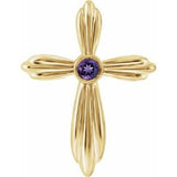 Pendentif croix en améthyste naturelle jaune 14 carats