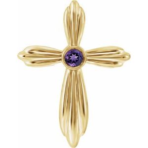 Pendentif croix en améthyste naturelle jaune 14 carats
