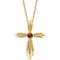 Collier croix en or jaune 14 carats et grenat naturel du Mozambique, 40-45 cm