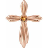 Pendentif croix en citrine naturelle rose 14 carats