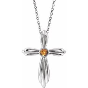 Collier croix en citrine naturelle blanche 14 carats, 40-45 cm