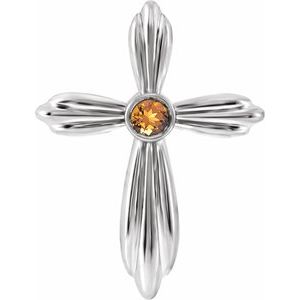 Pendentif croix en citrine naturelle blanche 14 carats