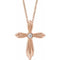 Collier croix en or rose 14 carats serti de diamants naturels (0,06 carat au total), 40-45 cm (16-18 pouces).