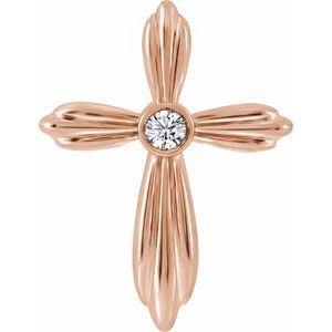 Pendentif croix en or rose 14 carats serti de diamants naturels (0,06 carat au total).