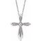Collier croix en or blanc 14 carats serti de diamants naturels (0,06 carat au total), 40-45 cm (16-18 pouces).