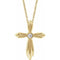 Collier croix en or jaune 14 carats serti de diamants naturels (0,06 carat au total), 40-45 cm (16-18 pouces).