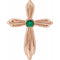 Pendentif croix en or rose 14 carats avec émeraude naturelle