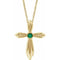 Collier croix en or jaune 14 carats avec émeraude de laboratoire (40-45 cm)