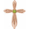 Pendentif croix en or rose 14 carats et péridot naturel