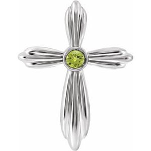Pendentif croix en argent sterling et péridot naturel