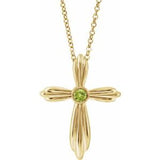 Collier croix en péridot naturel jaune 14 carats, 40-45 cm