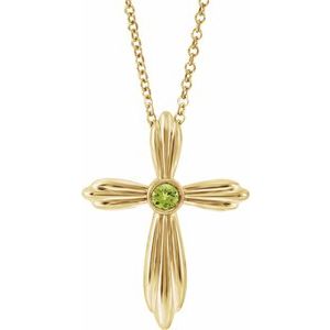 Collier croix en péridot naturel jaune 14 carats, 40-45 cm